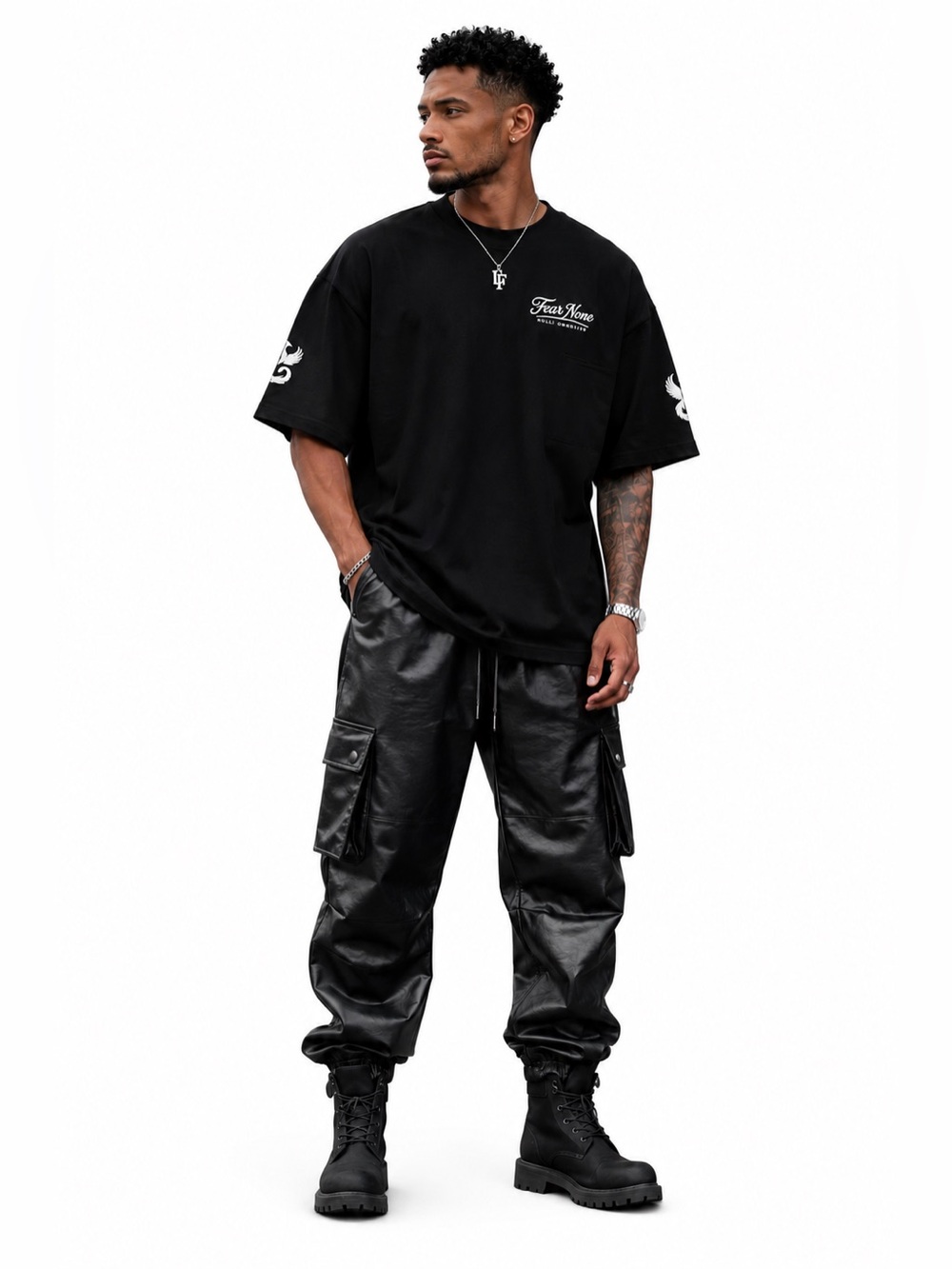 Black Men's Fear None Organic Oversized T-shirt